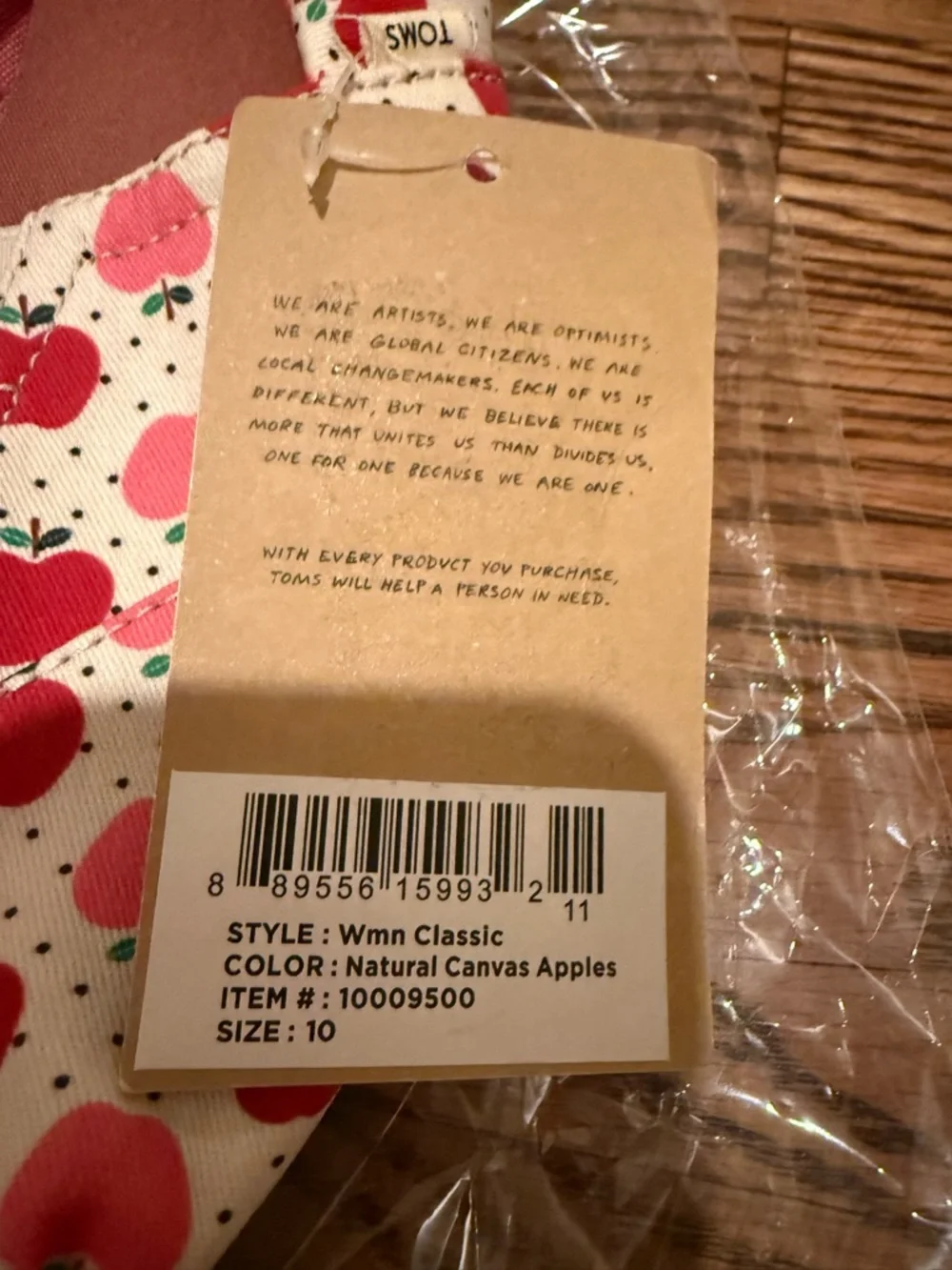 TOMS Cream Slip-On Sneakers with Red and Pink Apple Print - Picture 3 of 6